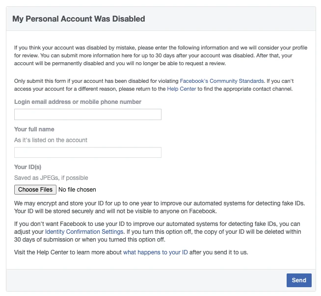 Facebook Account Disabled