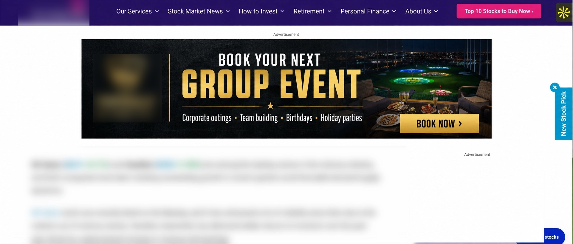 Display ad group event example
