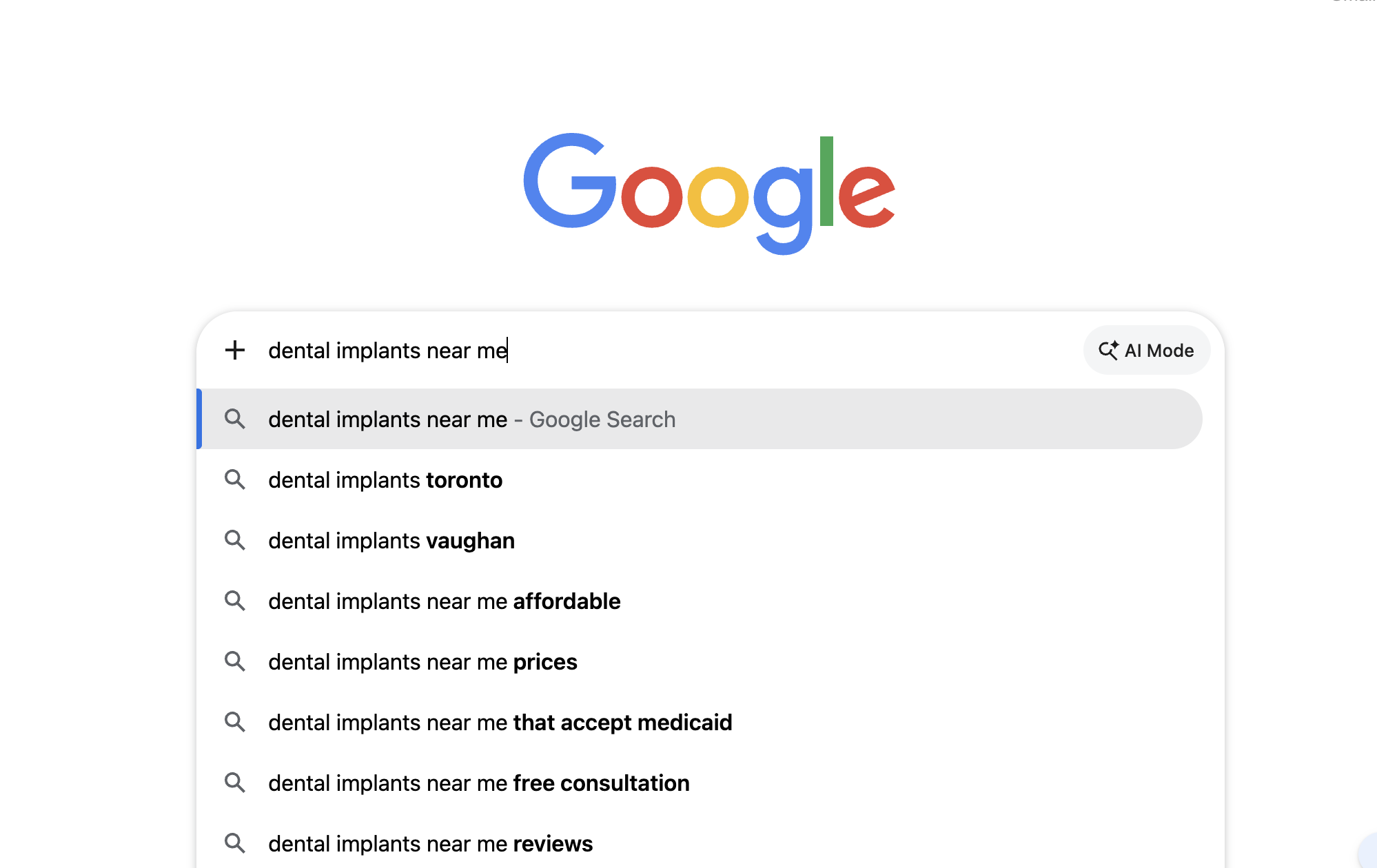Google Dental Search Terms